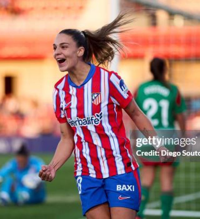 GIO_QUEIROZ_05 MADRID, SPAIN - SEPTEMBER 11: Gio Queiroz of Atletico de Madrid celebrates after scoring her team's first goal during the LaLiga match between Atletico de Madrid and Granada CF at Centro Deportivo Wanda Alcalá de Henares on September 11, 2024 in Madrid, Spain. (Photo by Diego Souto/Getty Images)